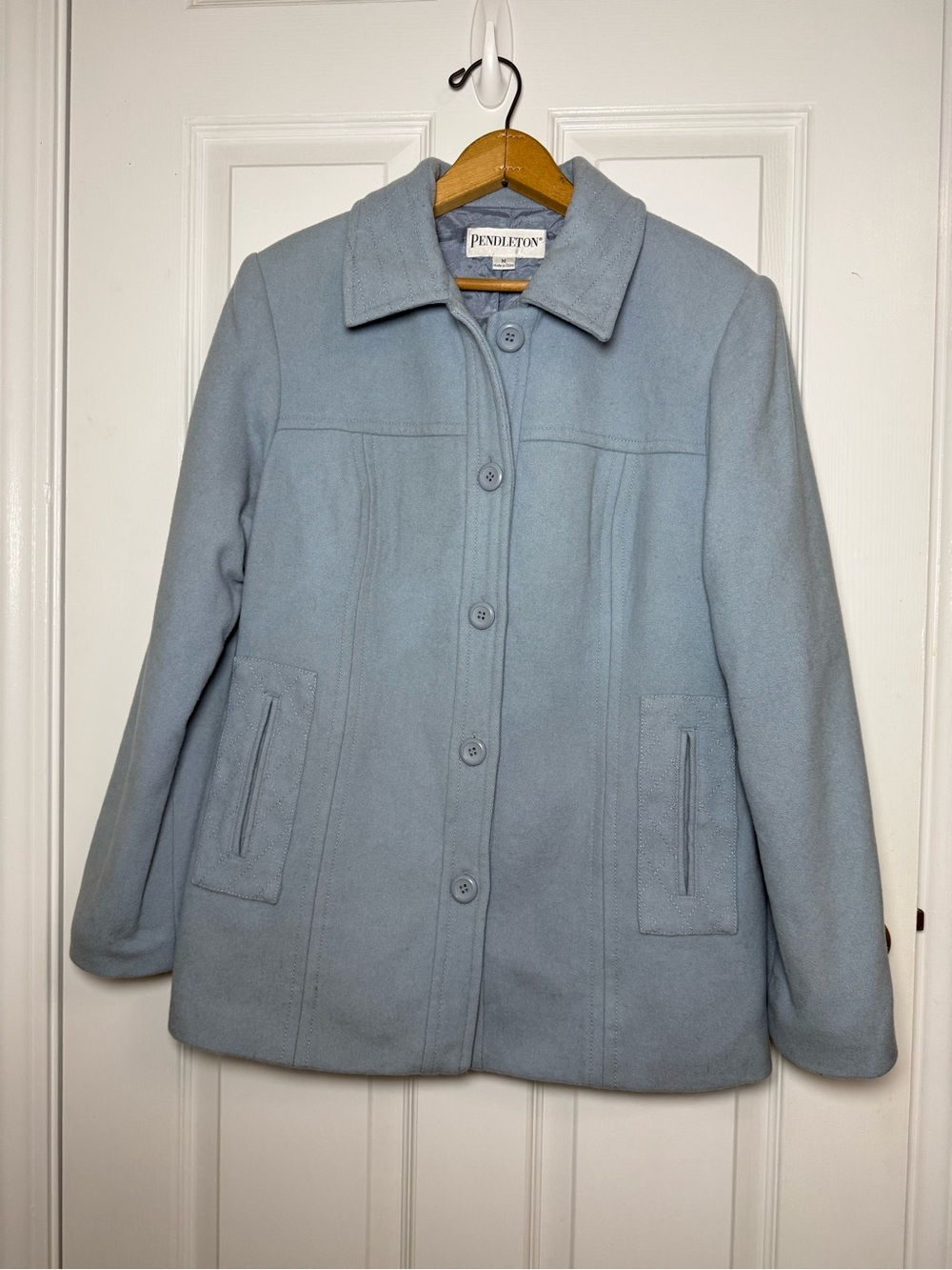 Pendleton Light Blue 100% Merino Wool Jacket Coat Women's Size M